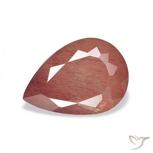 3.04ct Rosso medio Andesina Labradorite, Forma a pera, Trasparente