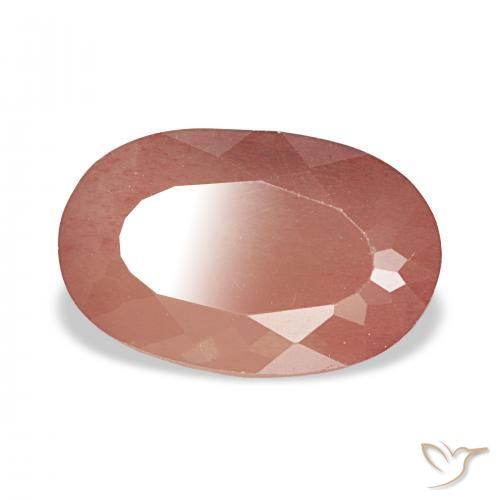 Andesina Labradorite Arancio rossastro pallido naturale da 3.31 ct, Ovale, Trasparente