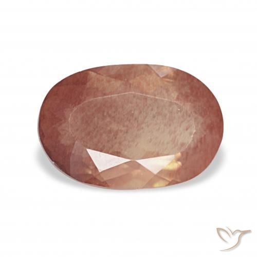 1.99ct Rosso arancione Andesina Labradorite, Ovale, Trasparente