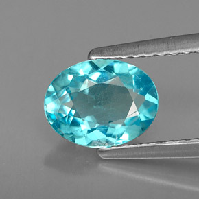 Apatite naturale blu da 1,19 ct, taglio ovale, VS