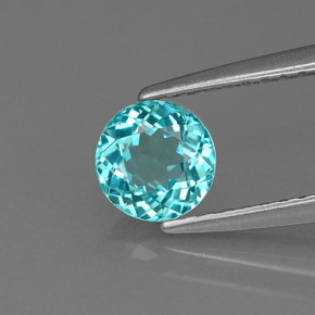 Apatite naturale blu da 0,67 ct, taglio rotondo, VVS-VS