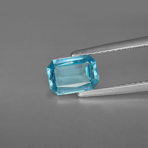 Apatite naturale blu da 1,11 ct, taglio smeraldo, VS