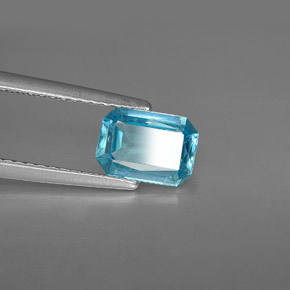 Apatite naturale blu da 1,11 ct, taglio smeraldo, VS