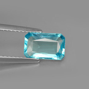 Apatite naturale blu da 1,50 ct, taglio smeraldo, VS
