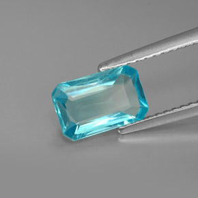 Apatite naturale blu da 1,50 ct, taglio smeraldo, VS