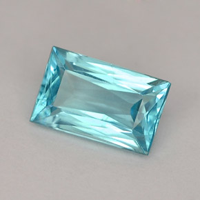 Apatite naturale blu da 1,19 ct, baguette, VS