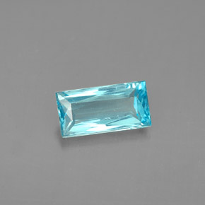 Apatite naturale blu da 0,87 ct, baguette, VS