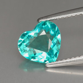 Apatite naturale blu da 1,67 ct, a forma di cuore, VS