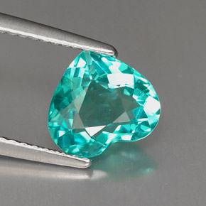 Apatite naturale blu da 1,67 ct, a forma di cuore, VS