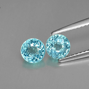 Apatite naturale blu da  ct, taglio rotondo, VS