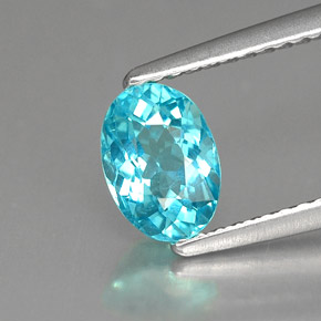 Apatite naturale blu da 0,89 ct, taglio ovale, VVS-VS