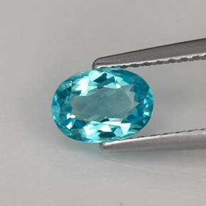 Apatite naturale blu da 0,88 ct, taglio ovale, VS
