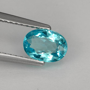 Apatite naturale blu da 0,88 ct, taglio ovale, VS