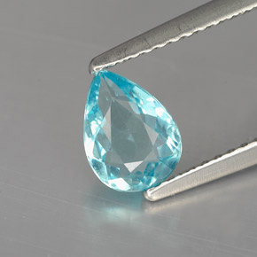 Apatite naturale blu da 0,75 ct, taglio a pera, VVS-VS