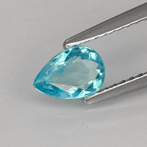 Apatite naturale blu da 0,57 ct, taglio a pera, VS
