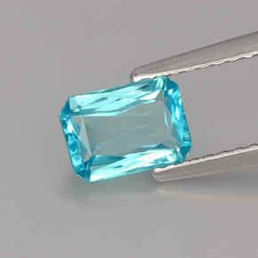 Apatite naturale blu da 1,02 ct, taglio smeraldo, VS