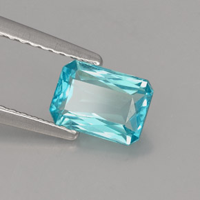 Apatite naturale blu da 1,02 ct, taglio smeraldo, VS