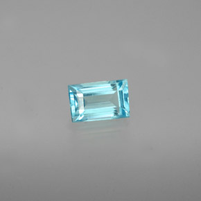 Apatite naturale blu da 0,48 ct, baguette, VVS-VS
