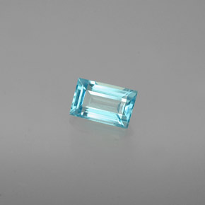Apatite naturale blu da 0,48 ct, baguette, VVS-VS