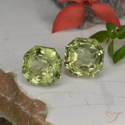 Gemme di Apatite Verde giallastro naturale da 6.98 ct, Ottagonale / Taglio smeraldo, VS-SI