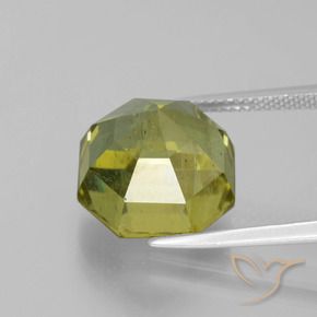 Apatite Caldo terroso verde naturale da 12.42 ct, Ottagonale / Taglio smeraldo, SI