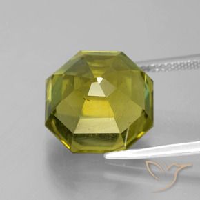 Apatite Caldo terroso verde naturale da 15.17 ct, Ottagonale / Taglio smeraldo, VS-SI