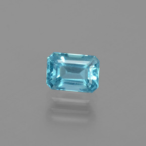 Apatite naturale blu da 1,10 ct, taglio smeraldo, VS