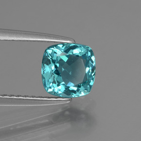 Apatite verde blu naturale da 1,28 ct, taglio a cuscino, VS