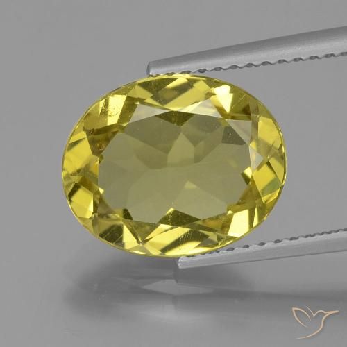 4.14ct Naturale Giallo intenso Apatite, Ovale, VS