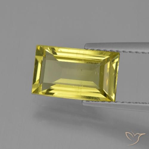 2.38ct Naturale Giallo chiaro Apatite, Taglio a baguette, VS-SI