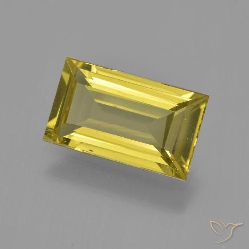 3.41ct Naturale Giallo medio Apatite, Taglio a baguette, VS