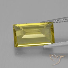 Apatite Giallo medio naturale da 3.41 ct, Taglio a baguette, VS