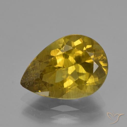 5.59ct Naturale Giallo Marrone Apatite, Forma a pera, VS