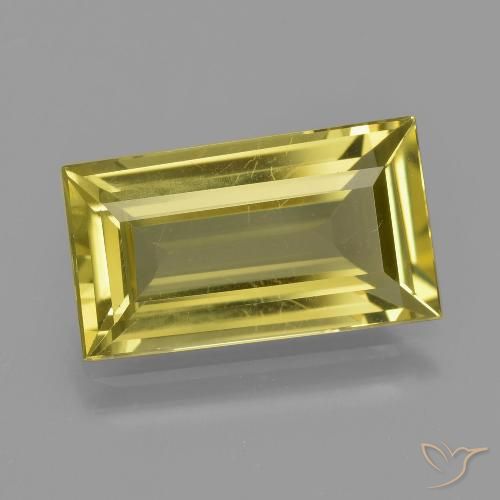 5.10ct Naturale Giallo intenso Apatite, Taglio a baguette, VS