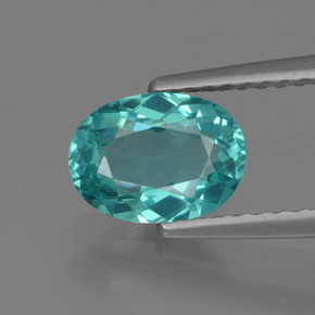 Apatite naturale blu da 1,14 ct, taglio ovale, VVS-VS