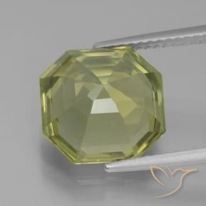 Apatite Verde giallastro naturale da 6.27 ct, Ottagonale / Taglio smeraldo, VVS-VS