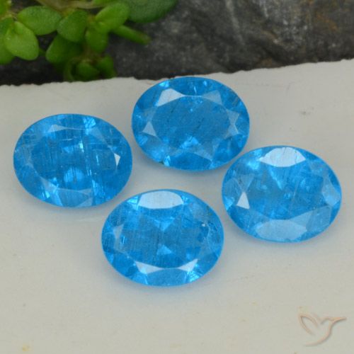 1.52ctw Naturale Blu intenso Apatite, Ovale, VS-SI