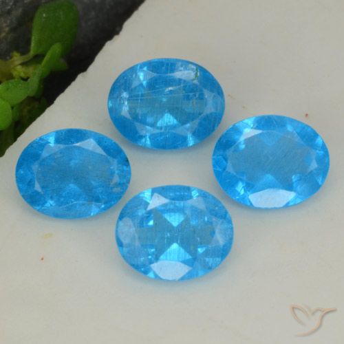 1.28ctw Naturale Blu intenso Apatite, Ovale, VS-SI