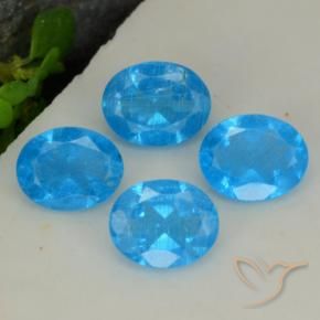 Gemme di Apatite Blu intenso naturale da 1.28 ct, Ovale, VS-SI