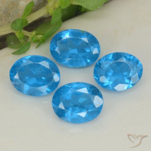 1.40ctw Naturale Blu intenso Apatite, Ovale, VS-SI