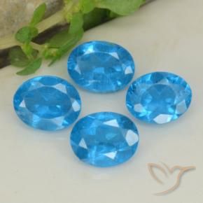Gemme di Apatite Blu intenso naturale da 1.40 ct, Ovale, VS-SI