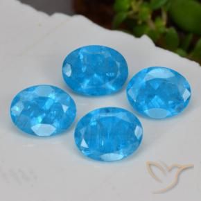 Gemme di Apatite Blu intenso naturale da 1.34 ct, Ovale, VS-SI