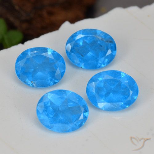 1.41ctw Naturale Blu intenso Apatite, Ovale, VS-SI
