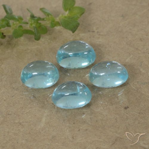 1.59ctw Naturale Blu verdastro chiaro Apatite, Ovale, Trasparente