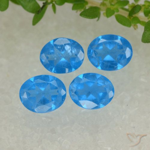 1.34ctw Naturale Blu intenso Apatite, Ovale, VS-SI