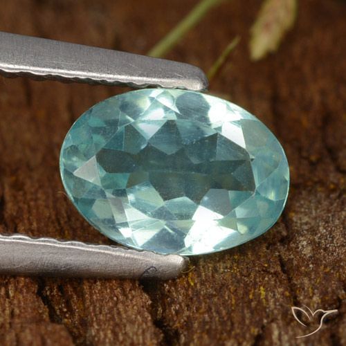 0.77ct Naturale Blu Medio Verde Apatite, Ovale, VS