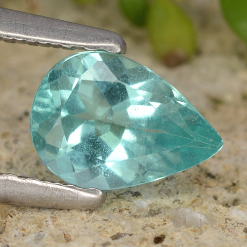 Apatite naturale turchese da 0,72 ct, taglio a pera, VS