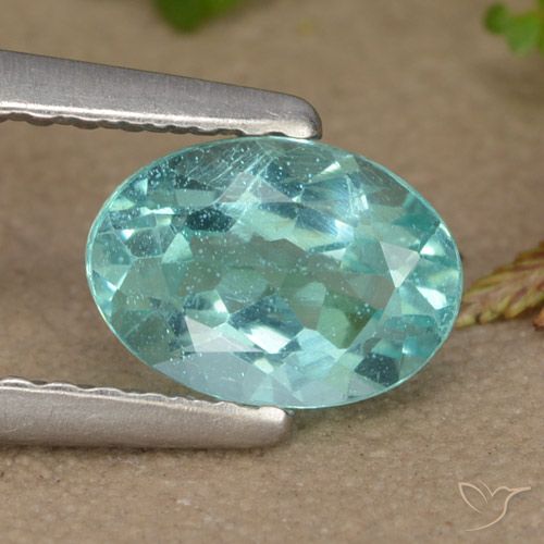 0.92ct Naturale Verde bluastro chiaro Apatite, Ovale, VS