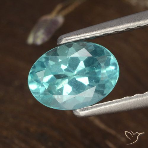 0.84ct Naturale Blu brillante verde Apatite, Ovale, VS