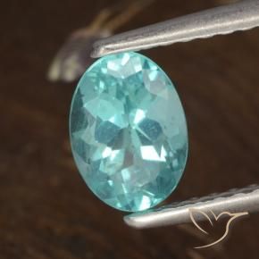 Apatite Blu brillante verde naturale da 0.84 ct, Ovale, VS